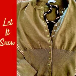 Isalis ColleenOlive Button-Up Women's Cardigan size L NWOT